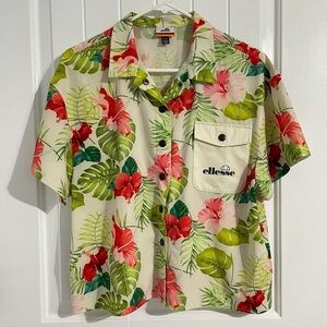Ellesse Tropical Floral Snap Front Button Top
